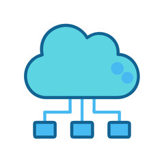 Simple cloud computing concept diagram with data nodes on a black background