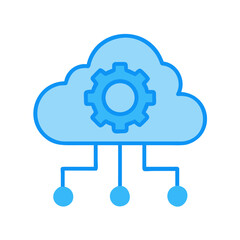 Cloud computing management with gear icon and connected nodes concept image