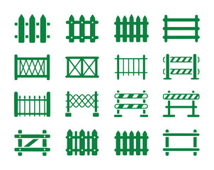 Collection of Green Fence and Barrier Icons
