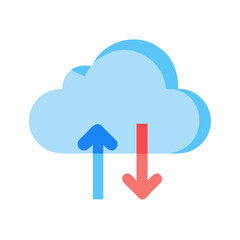 Cloud data exchange with up and down arrows on black background. Modern style