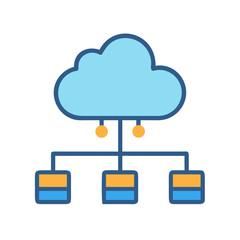 Cloud Network Diagram Showing Data Connections in a Flat Vector Illustration
