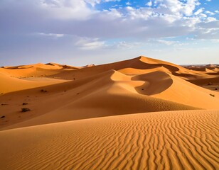 Vast sand dunes under a dramatic sky