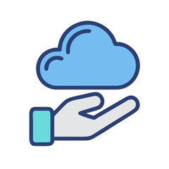 A hand holding a cloud: Cloud computing service concept, data storage metaphor