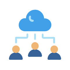 Cloud Computing Network Connecting Users, Illustrating Connectivity and Shared Resources on a Black Background