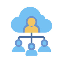 Cloud Based Team Collaboration Illustration Depicting Connection Between Leaders and Team Members