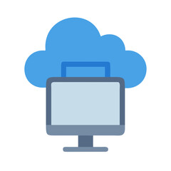 Cloud computing and data server concept featuring monitor and cloud connection