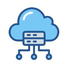 Blue Cloud with Server Rack and Nodes for Cloud Computing Services