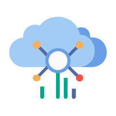 Cloud-based data analytics platform with connected nodes, data visualization and modern style
