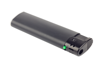 plastic lighter, round shape, isolated from the background