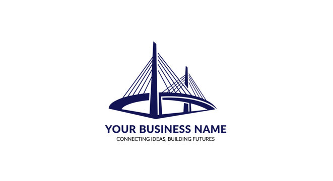 A modern logo design featuring a stylized bridge with cables, representing a construction or engineering company.