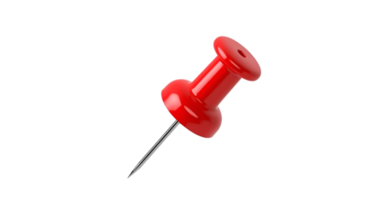 Red Push Pin with Silver Needle on Black Background