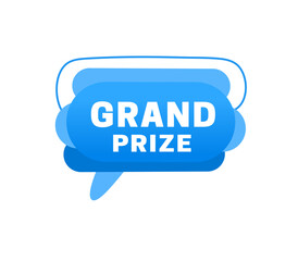 Grand prize with message Back in stock banner element announcing. Vector advertising, post or other marketing concept.