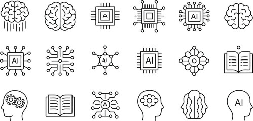 ai, artificial intelligence, brain, mind, technology, computer chip, processor, circuit, network, data, learning, intelligence, cognition, science, innovation, digital, abstract, symbol, icon, outline