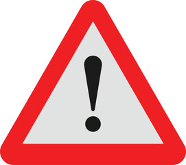 Warning sign. Red triangle with a black Exclamation mark symbol and alarming sign.