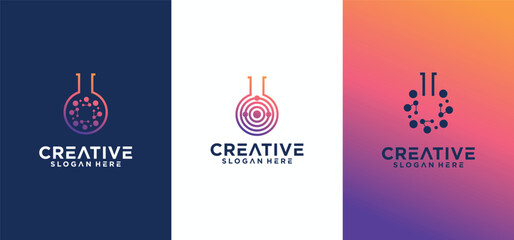 Technology Lab Logo Design, Lab bottle Logo Design, Laboratory glass logo with logo concept.