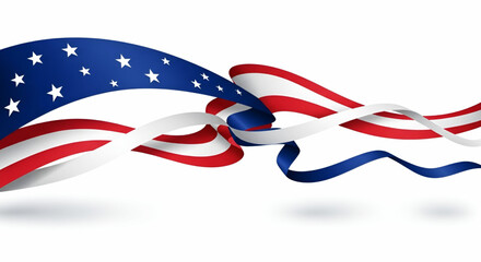 Patriotic american flag ribbon banner vector design for usa celebration