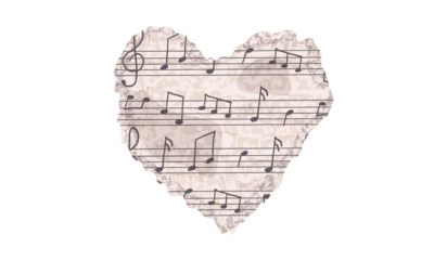 Romantic musical heart design with vintage notes for Valentine's Day and music lovers
