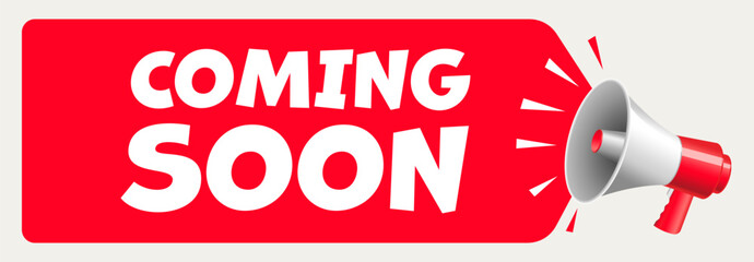Red Megaphone coming soon illustration vector design