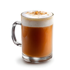 Rich brown sugar milk tea with creamy froth topping, sweet and smooth delight. Isolated on white background.