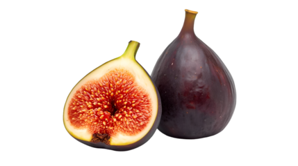 Ripe Fig Cut In Half Showing Red Interior With Seeds