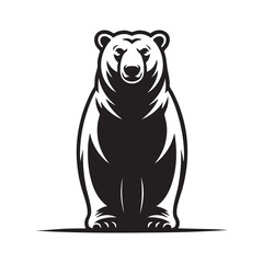 Sitting Upright Bear Front View Vector Logo Mascot