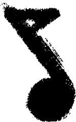 Hand drawn doodle music note black ink,