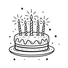 Vector art of birthday cake with candles