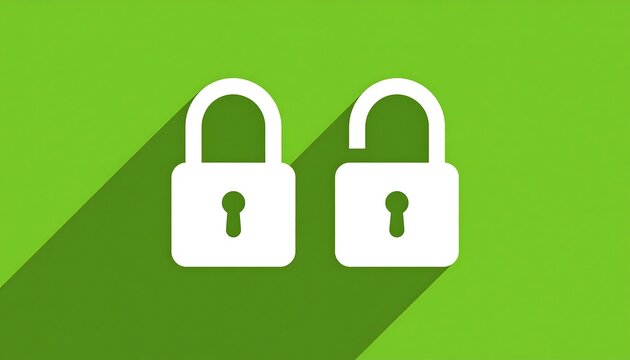 Two white padlocks on a lime green background