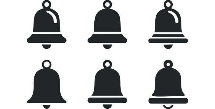 Collection of Six Black Bell Icons