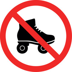 No roller skates vector, prohibition sign vector illustration.