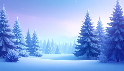 Naklejka premium Winter landscape of frosted trees