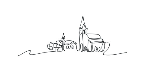 Abstract sketch of a town skyline