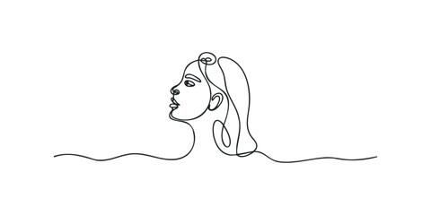 Minimalist Profile of a Woman with Ponytail