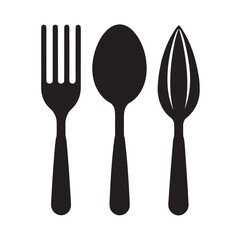 Fork Spoon Knife Set Silhouette Vector