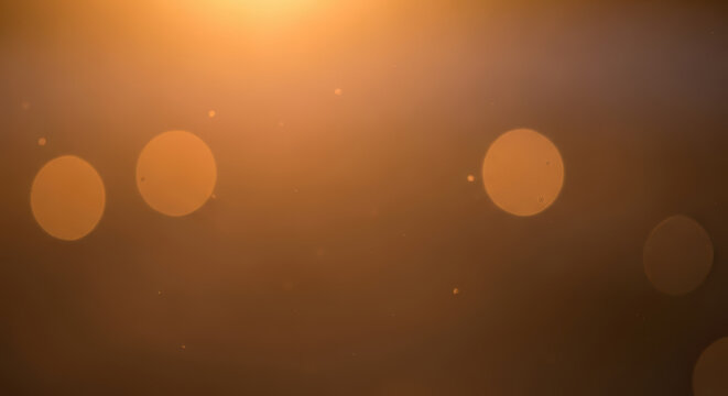 Soft Golden Light Particles Dance in Atmospheric Haze