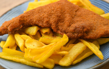 Fried chicken with french fries 