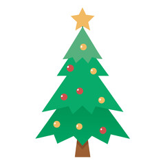 Stylized christmas tree with gold and red ornaments