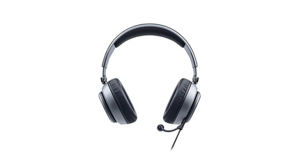 Fototapeta premium Silver and black over-ear headphones with microphone