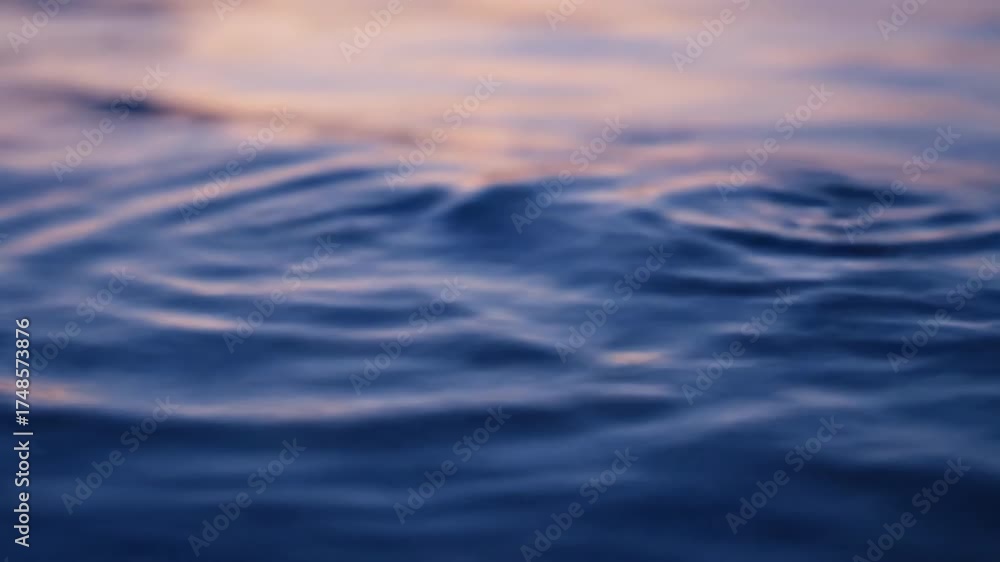 Poster abstract patterns of water ripples on a calm surface reflect the fading light of dusk, captured with