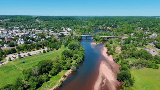 Aerial landscape of River Road Park during summer in Fredericksburg city in Virginia