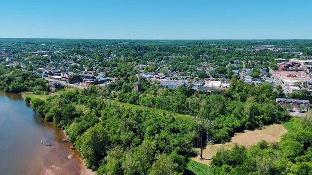 Aerial landscape of River Road Park during summer in Fredericksburg city in Virginia