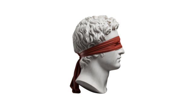 Intriguing marble bust with blindfold inspires artistic expression, embodying themes of ignorance, justice, and the quest for truth in modern design.