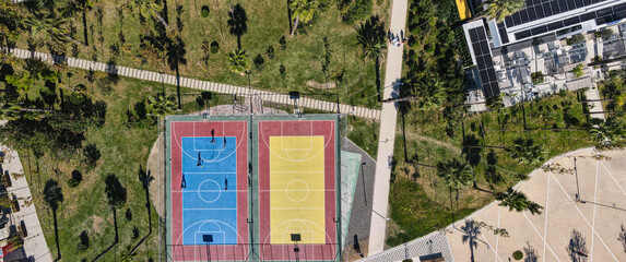 Basketball Court by the Sea aerial view