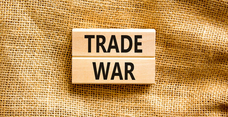 Trade war symbol. Concept word Trade war on beautiful wooden blocks. Beautiful canvas background....