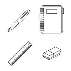 Baking and kitchenware line icons set. A simple vector collection with cupcake, rolling pin, oven glove, and food processor symbols for cooking designs