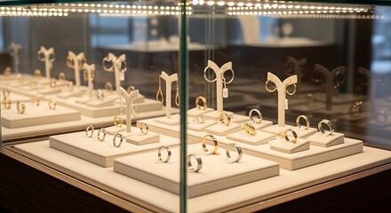 Elegant Jewelry Display Case with Rings and Earrings.