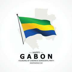 Obraz premium Gabon Founding of Gabonese Democratic Party illustration post