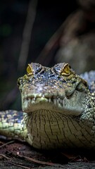 Obraz premium Close-up of a crocodile's head and upper body