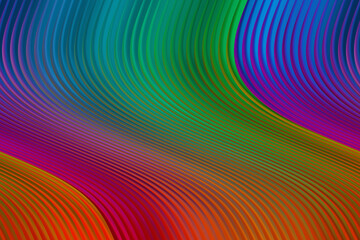 Abstract rainbow colored curved lines background with a vibrant gradient