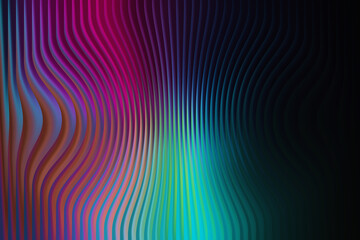 Abstract wavy lines with vibrant neon colors and dark background